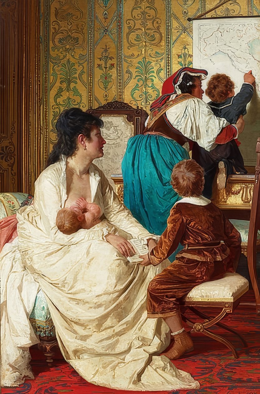 En god mors glæder (Le gioie della buona mamma). 1877 af Giuseppe Sciuti