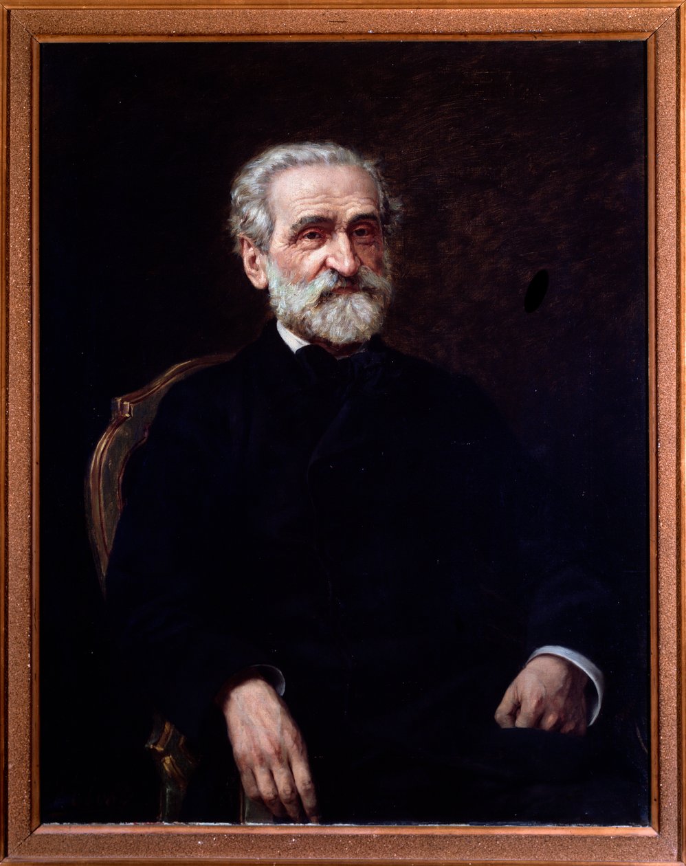 Portræt af Giuseppe Verdi (1813-1901) italiensk komponist. Bologna, borgermusikmuseum af Giuseppe Tivoli