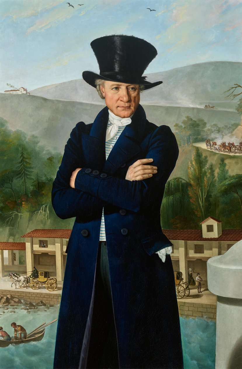 Vognmanden Paolo Preinitsch (Rosegg 1762 - 1840 Trieste) i havnen i Trieste af Giuseppe Tominz