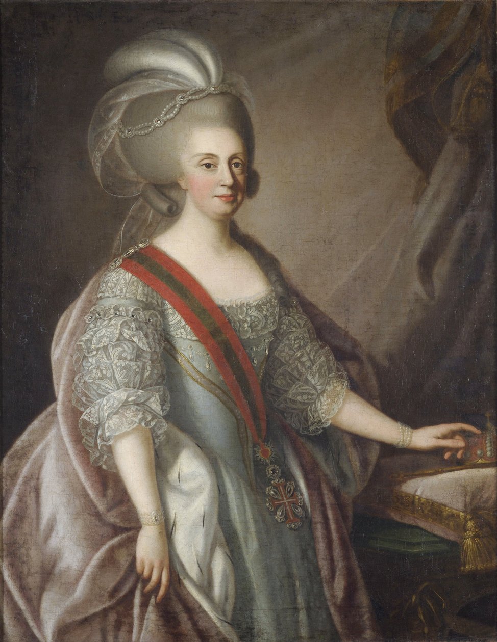 Dronning Marie I af Portugal, kaldet den fromme (eller den gale) - Dronning Maria I af Portugal (1734-1816), af Troni, Giuseppe (1739-1810). olie på lærred af Giuseppe Troni
