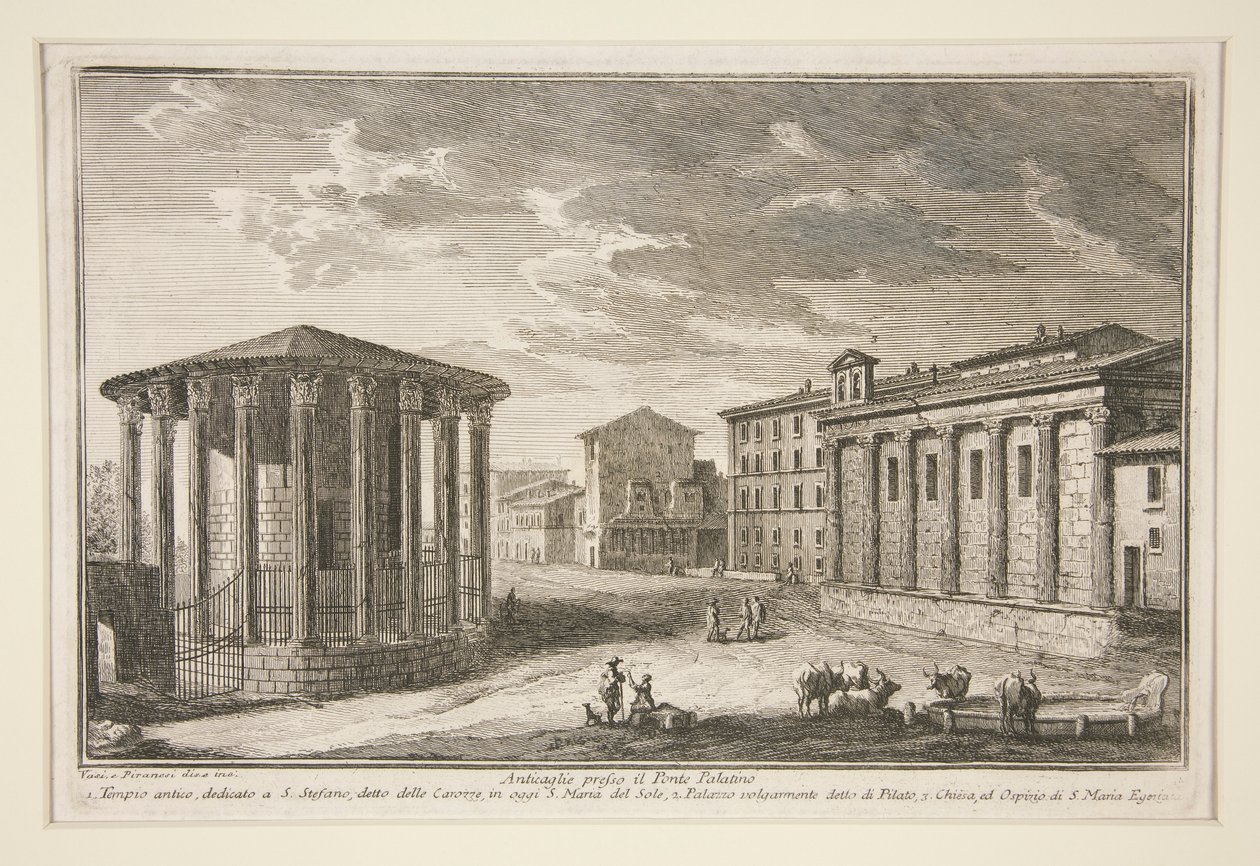 Anticaglies ved Palatine Bridge (ruiner nær Palatino Ponte) af Giuseppe Vasi