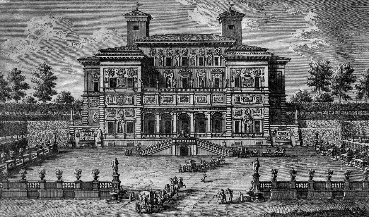 Kasinoet og Villa Borghese, nær Rom, 1700-tallet. af Giuseppe Vasi