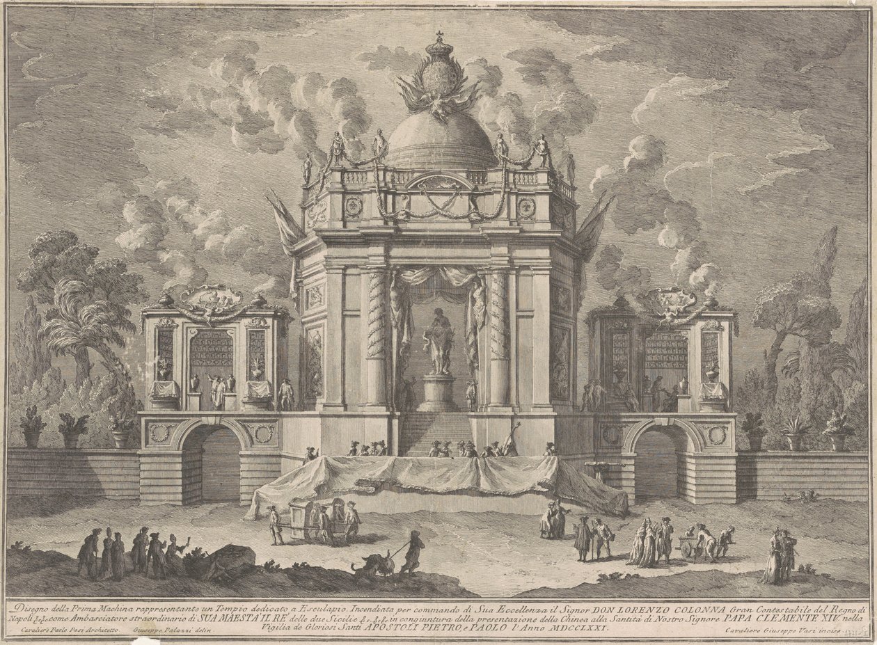Prima Macchina for Kina af 1771: Asclepius-templet, 1771. af Giuseppe Vasi