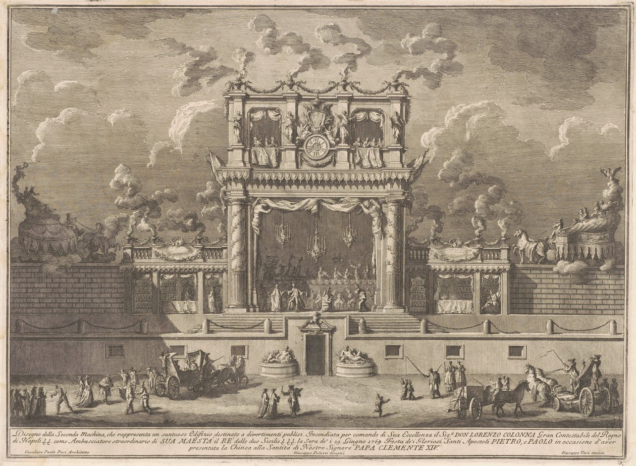 The Seconda Macchina for the Chinea of 1769: A Building for Public Entertainment af Giuseppe Vasi, after Giuseppe Palazzi, after Paolo Posi