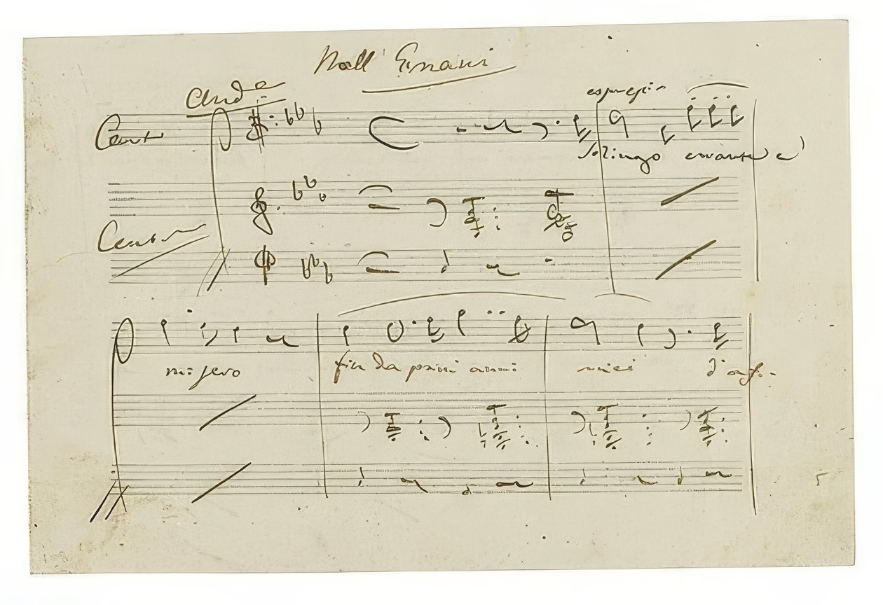 Autograf: Opera Ernani, Finalarie Solingo, errante e misero. Begyndelsen af ​​1840