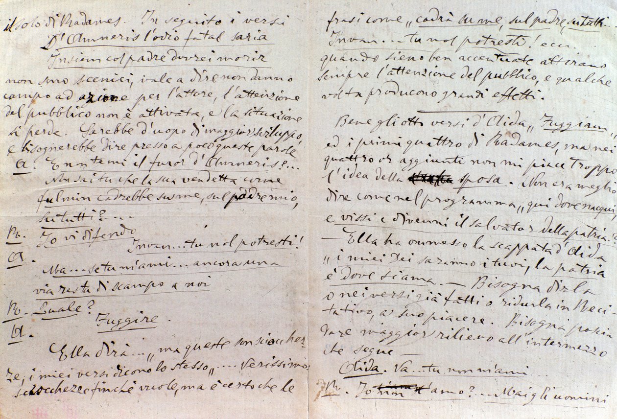 Håndskrevet brev fra Giuseppe Verdi til Aida librettos forfatter Antonio Ghislanzoni af Giuseppe Verdi