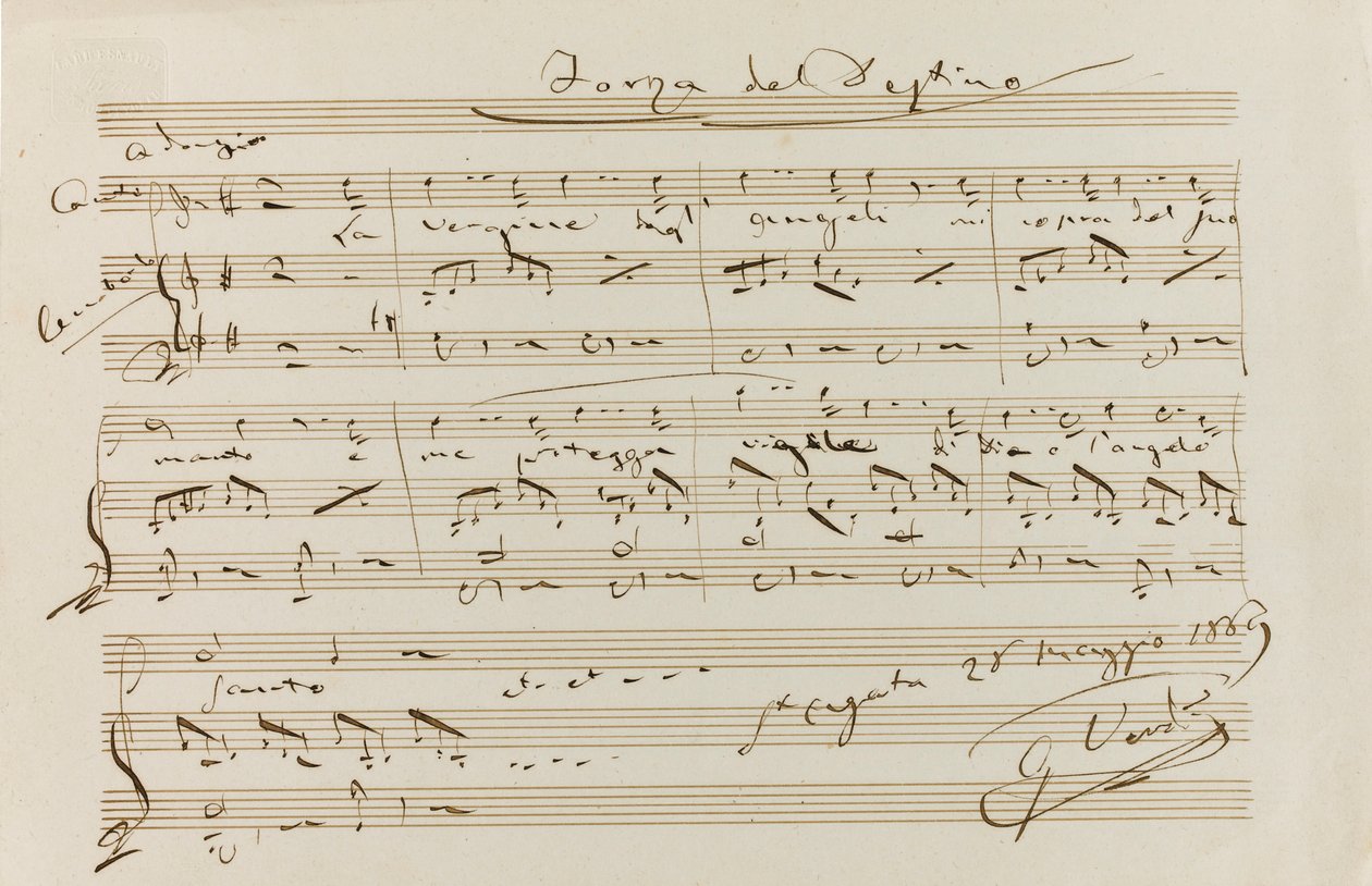 Musical quotation from La forza del destino, St Agata, 28 May 1869, 1869.dani af Giuseppe Verdi
