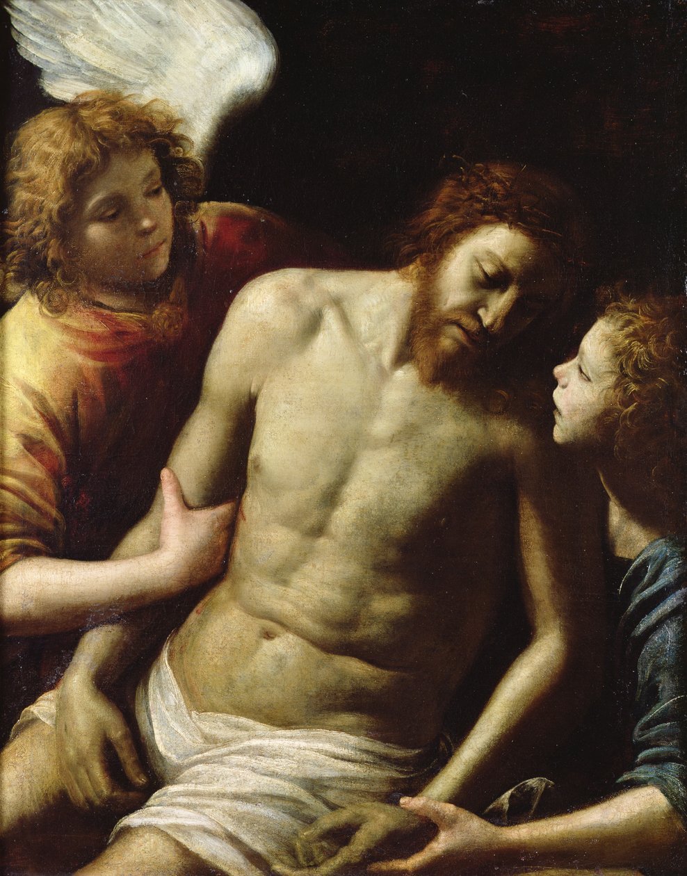 Den døde Kristus støttet af to engle, ca. 1628 af Giuseppe Vermiglio