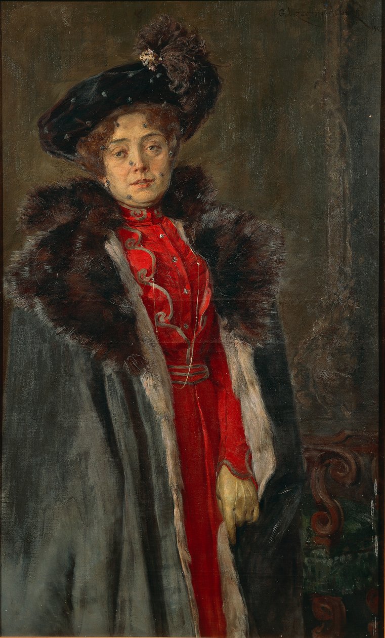 Portræt af hustru af Giuseppe Vizzotto Alberti, olie på lærred af Giuseppe Vizzotto Alberti