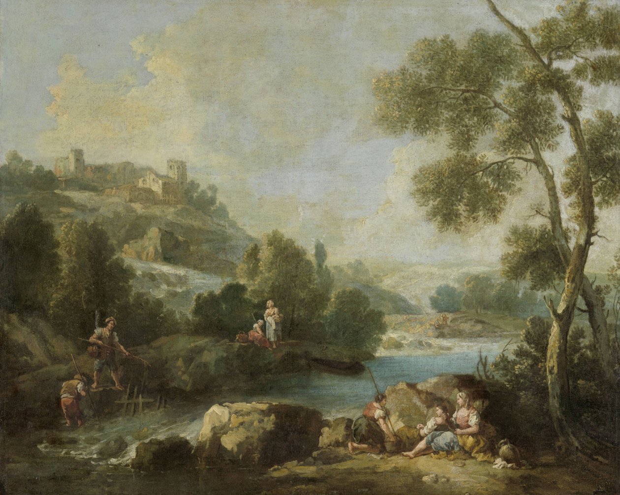 Landskab med figurer af Giuseppe Zaïs (attributed to)