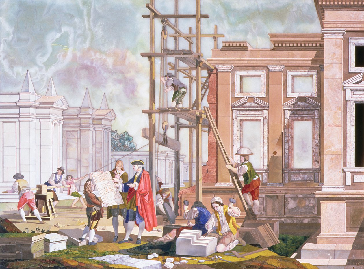 Arkitektur, fra en serie på fire, der illustrerer den skønne kunst, ca. 1780 af Giuseppe Zocchi
