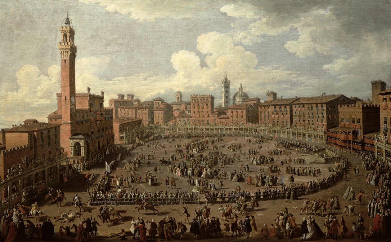 The Palio, Piazza del Campo, Siena af Giuseppe Zocchi
