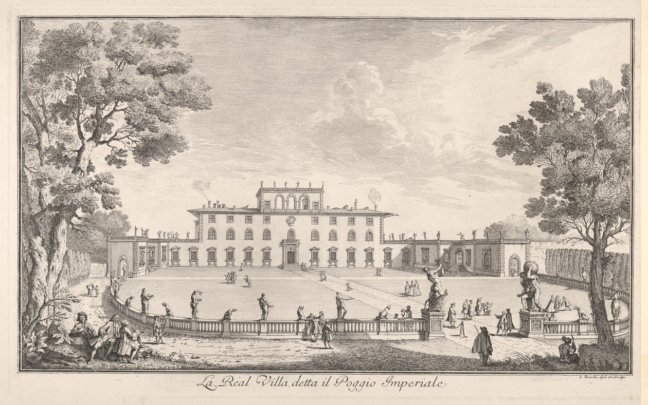 Den kongelige villa kaldet il Poggio Imperiale La Real Villa kaldet il Poggio Imperiale, udsigt ..., 1744. af Giuseppe Zocchi