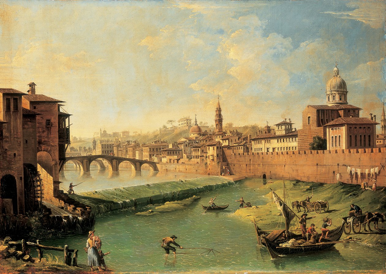 Udsigt over Arno og Ponte Alla Carraia af Giuseppe Zocchi