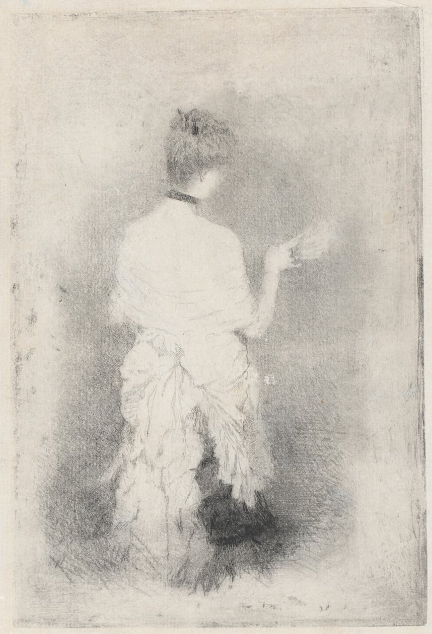 Elegant ung kvinde set bagfra af Giuseppe de Nittis