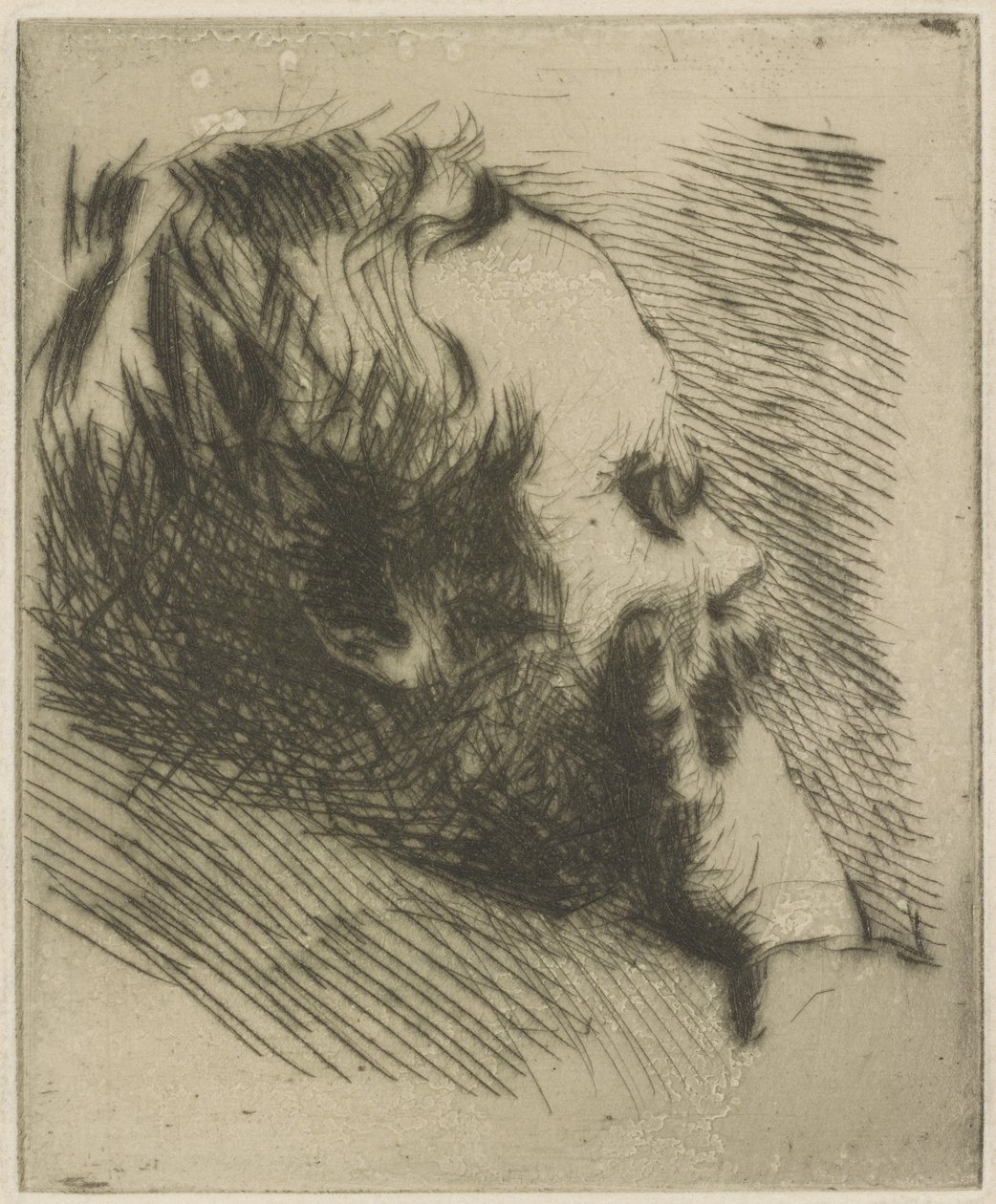 Portræt af Edgar Degas, 1875 (tørpunkt) af Giuseppe de Nittis
