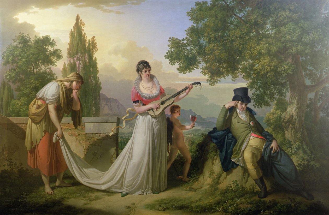 En romantisk allegorisk scene af Giuseppe or Josef Grassi