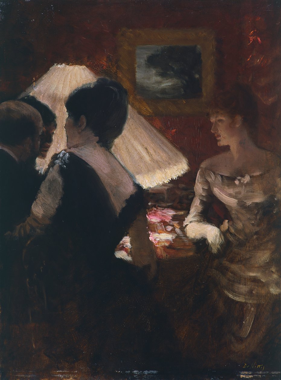 Omkring lampeskærmen af Giuseppe or Joseph de Nittis