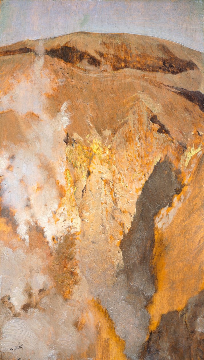 Fumarole of Mount Vesuvius, ca. 1871, af Giuseppe De Nittis (1846-1884), olie på lærred, 305 x 18 cm af Giuseppe or Joseph de Nittis