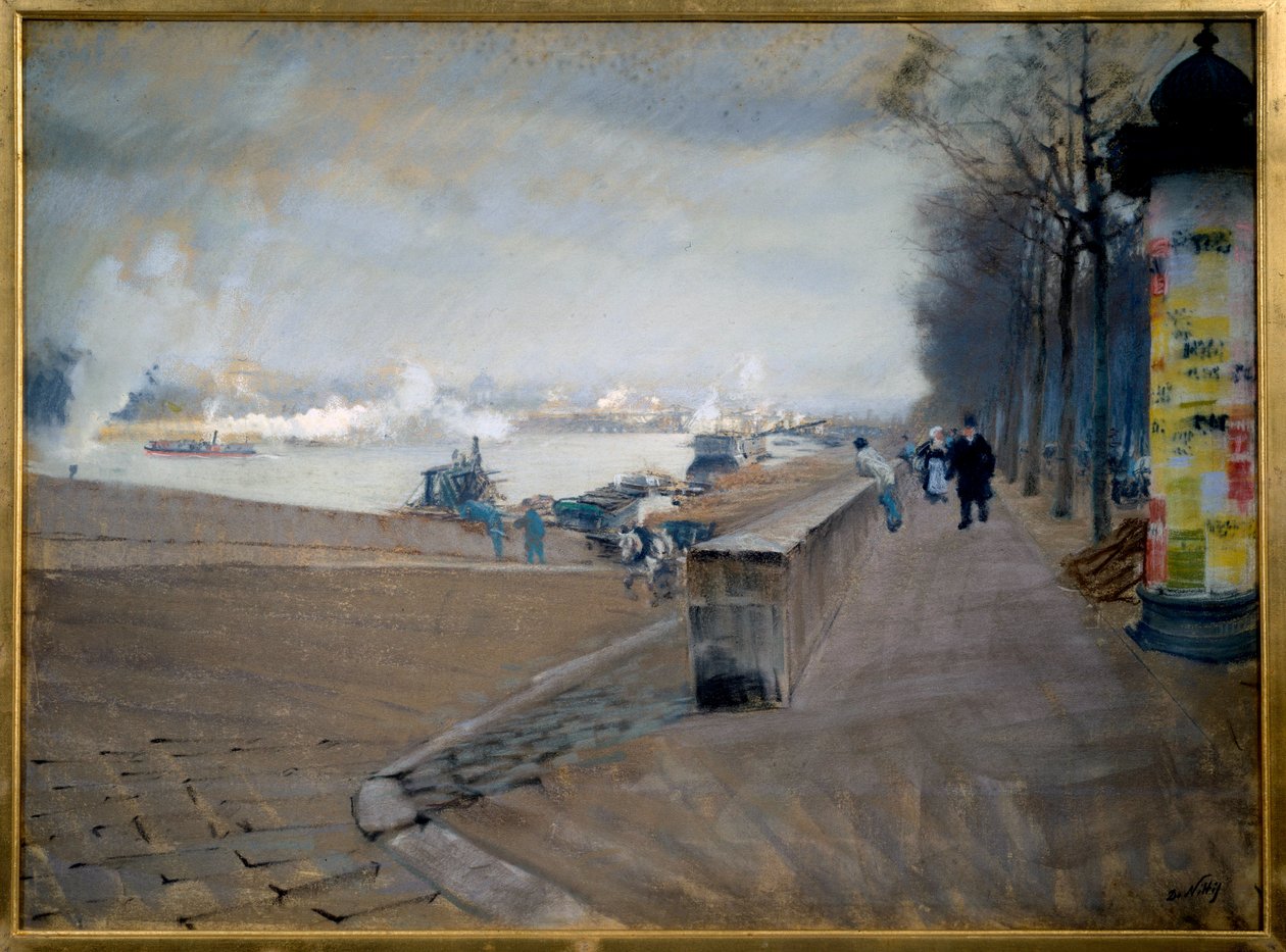 La Seine i Paris. Maleri af Giuseppe Nittis (1846-1884) af Giuseppe or Joseph de Nittis