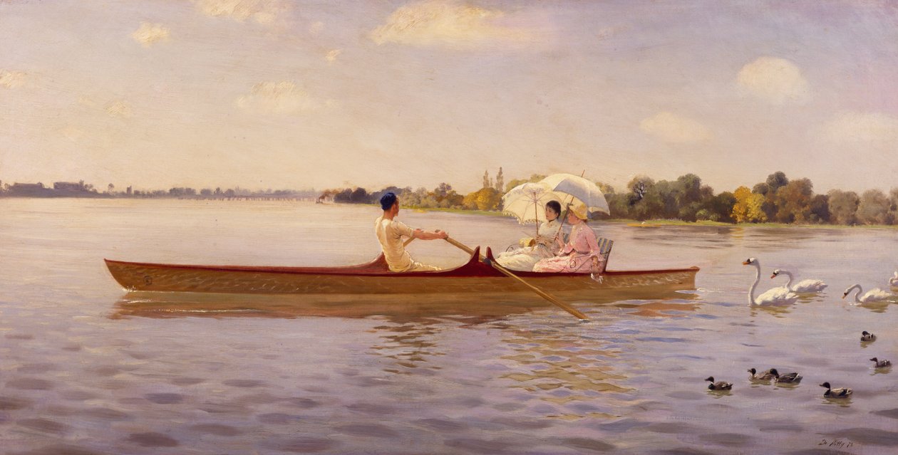 På Themsen af Giuseppe de Nittis (1846-1884) af Giuseppe or Joseph de Nittis