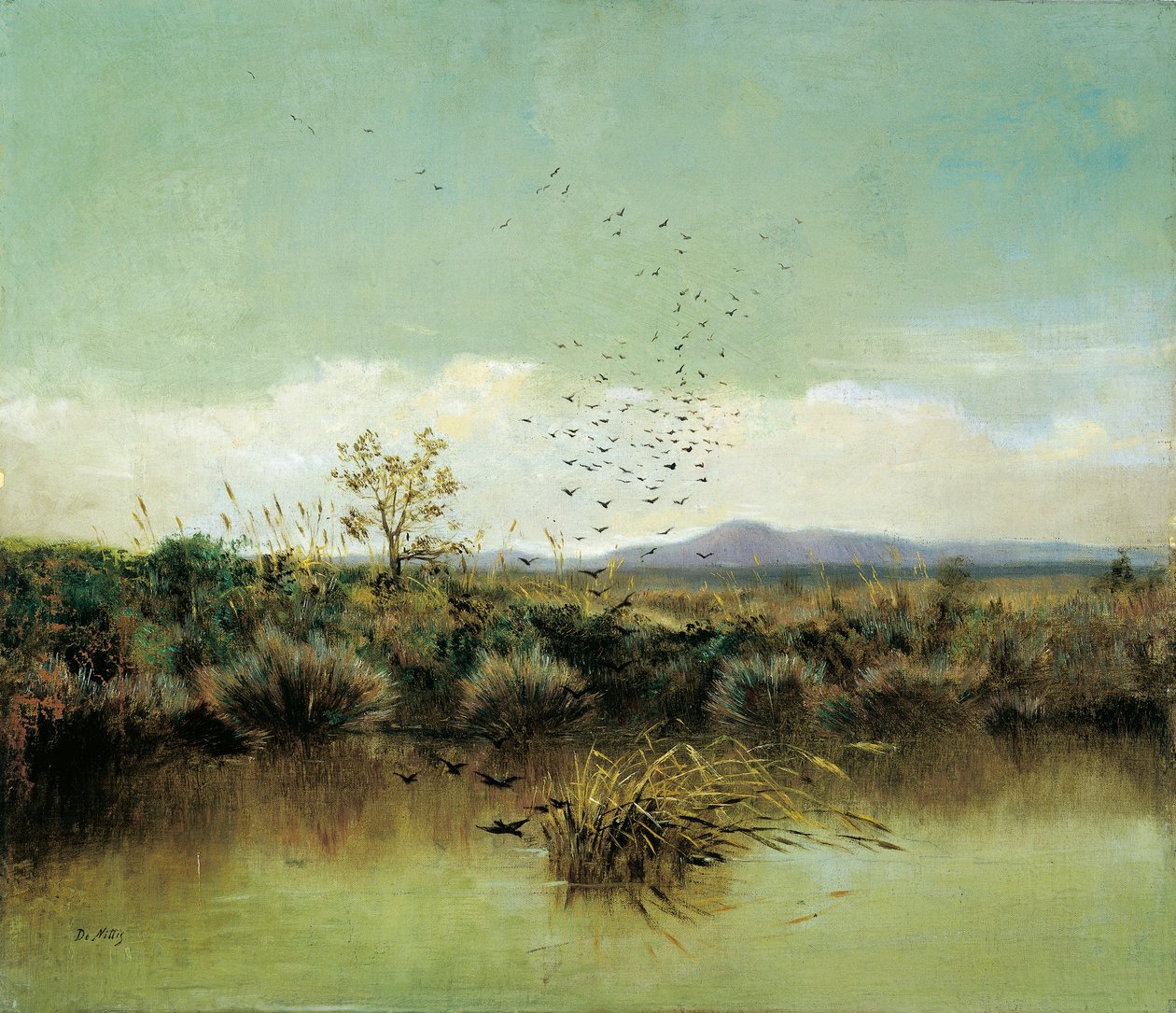 På bredden af Ofanto, af Giuseppe de Nittis (1846-1884), olie på lærred, 50x58 cm af Giuseppe or Joseph de Nittis