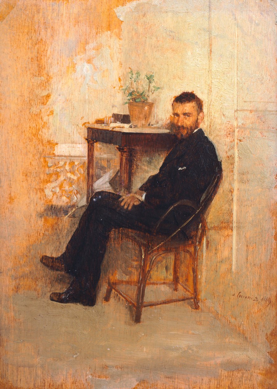 Portræt af Adriano Cecioni, af Giuseppe de Nittis (1846-1884) af Giuseppe or Joseph de Nittis