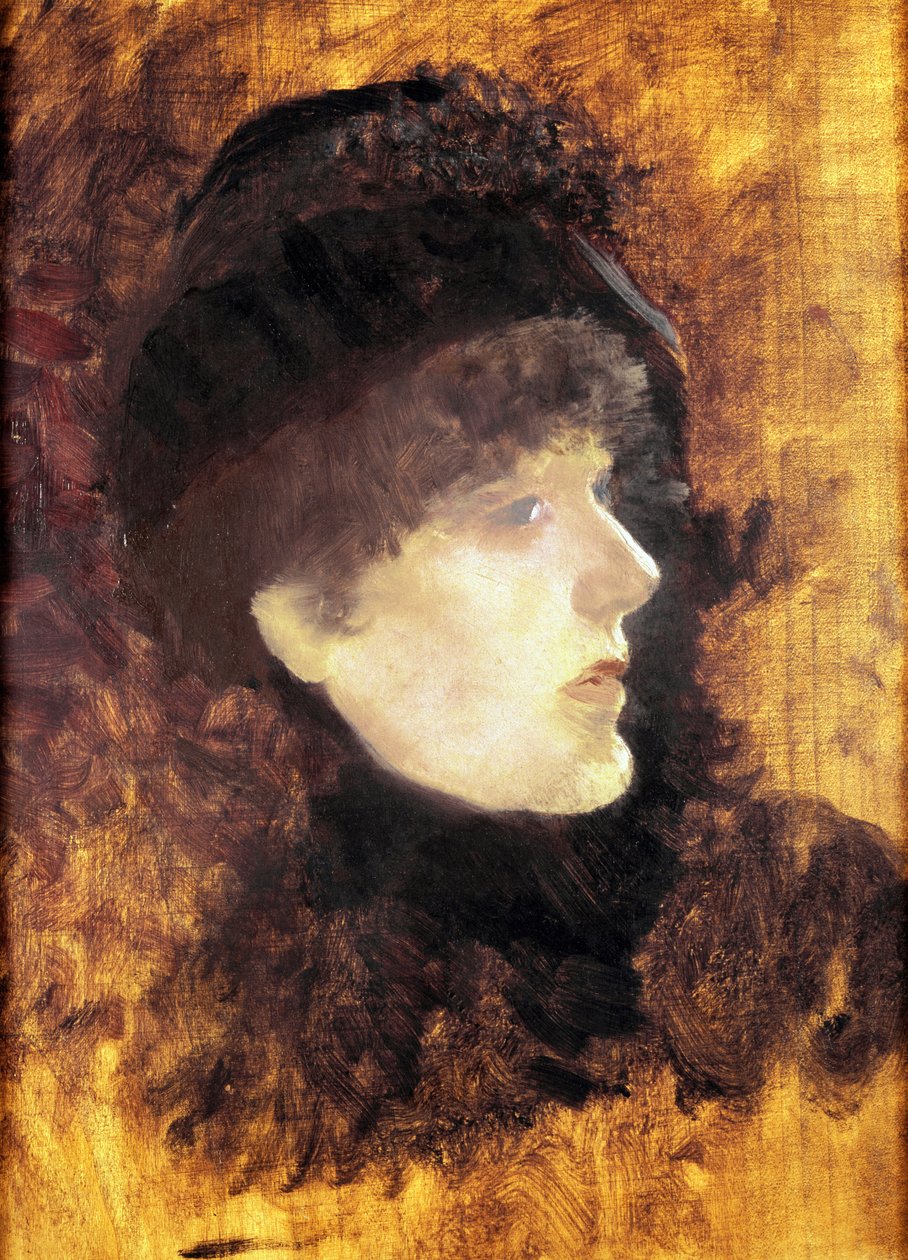 Portræt af Sarah Bernhardt. Maleri af Giuseppe De Nittis (1846-1884) af Giuseppe or Joseph de Nittis
