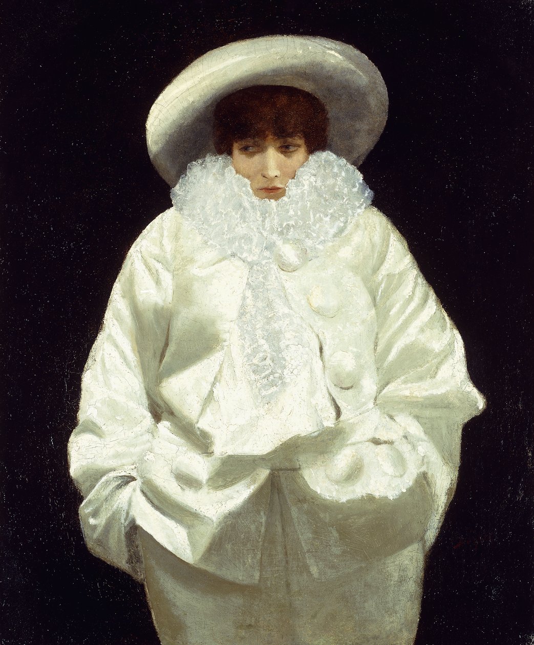 Sarah Bernhardt som Pierrot, af Giuseppe or Joseph de Nittis