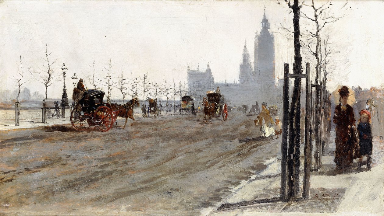 Victoria Embankment, London, 1875 af Giuseppe or Joseph de Nittis
