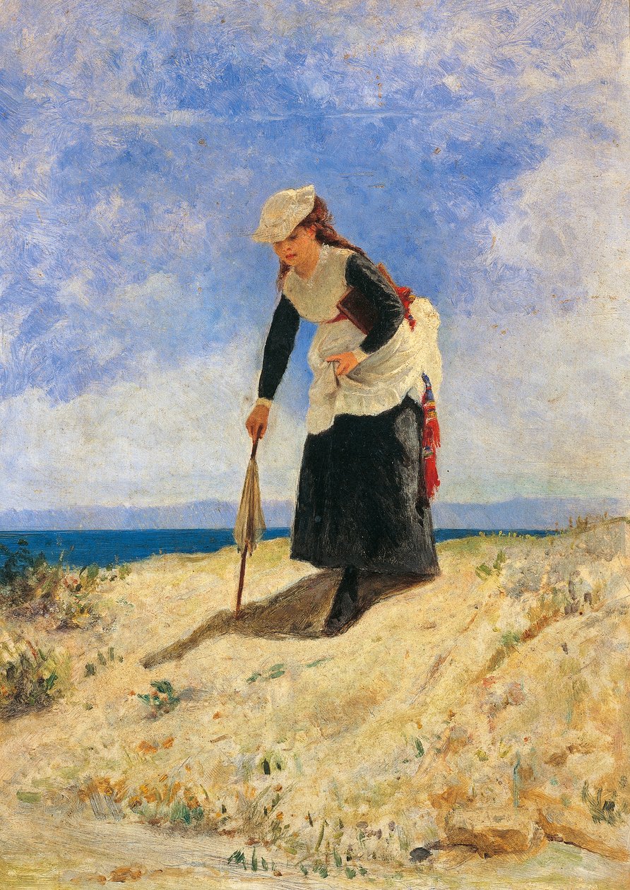 Kvinde i sand, ca. 1875, af Giuseppe de Nittis (1846-1884), olie på lærred, 35x26 cm af Giuseppe or Joseph de Nittis