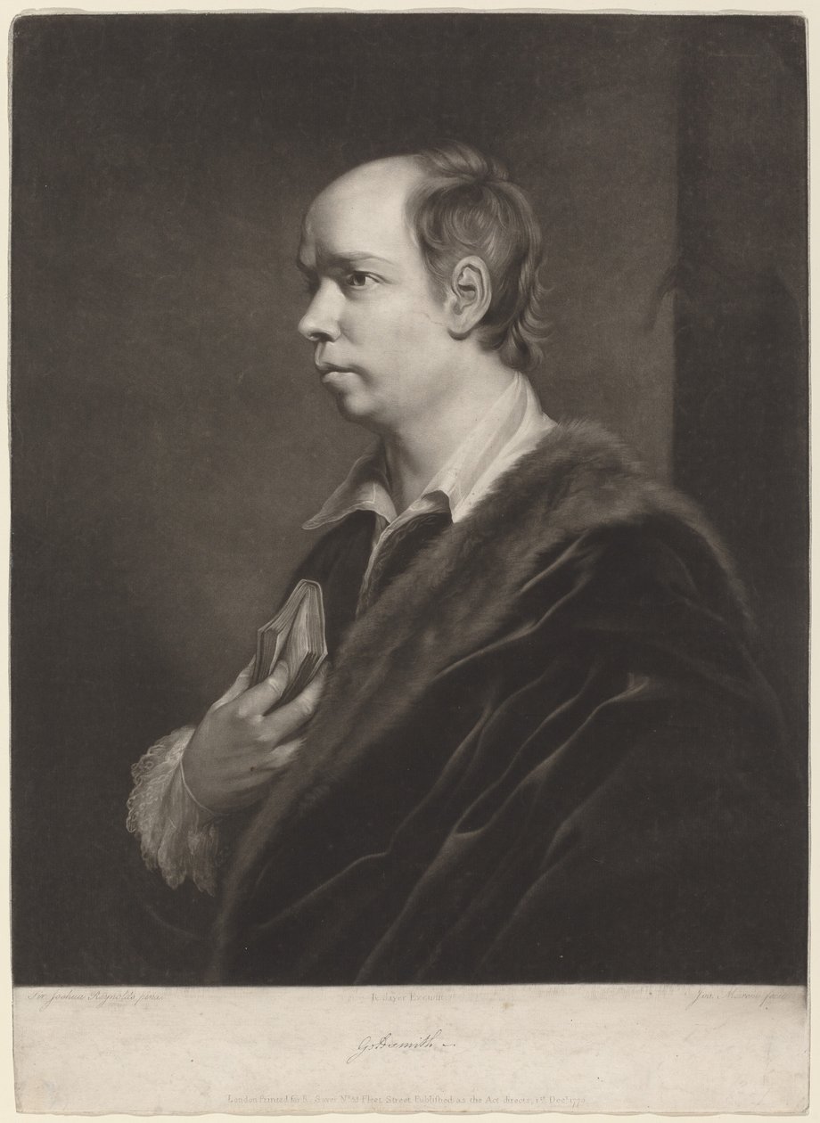 Oliver Goldsmith af Giuseppi Filippo Liberati Marchi after Sir Joshua Reynolds