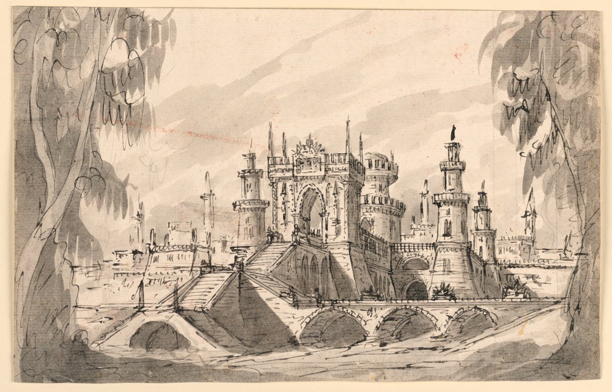 Scenedesign, Citadel on a River af Giuseppino Galliari