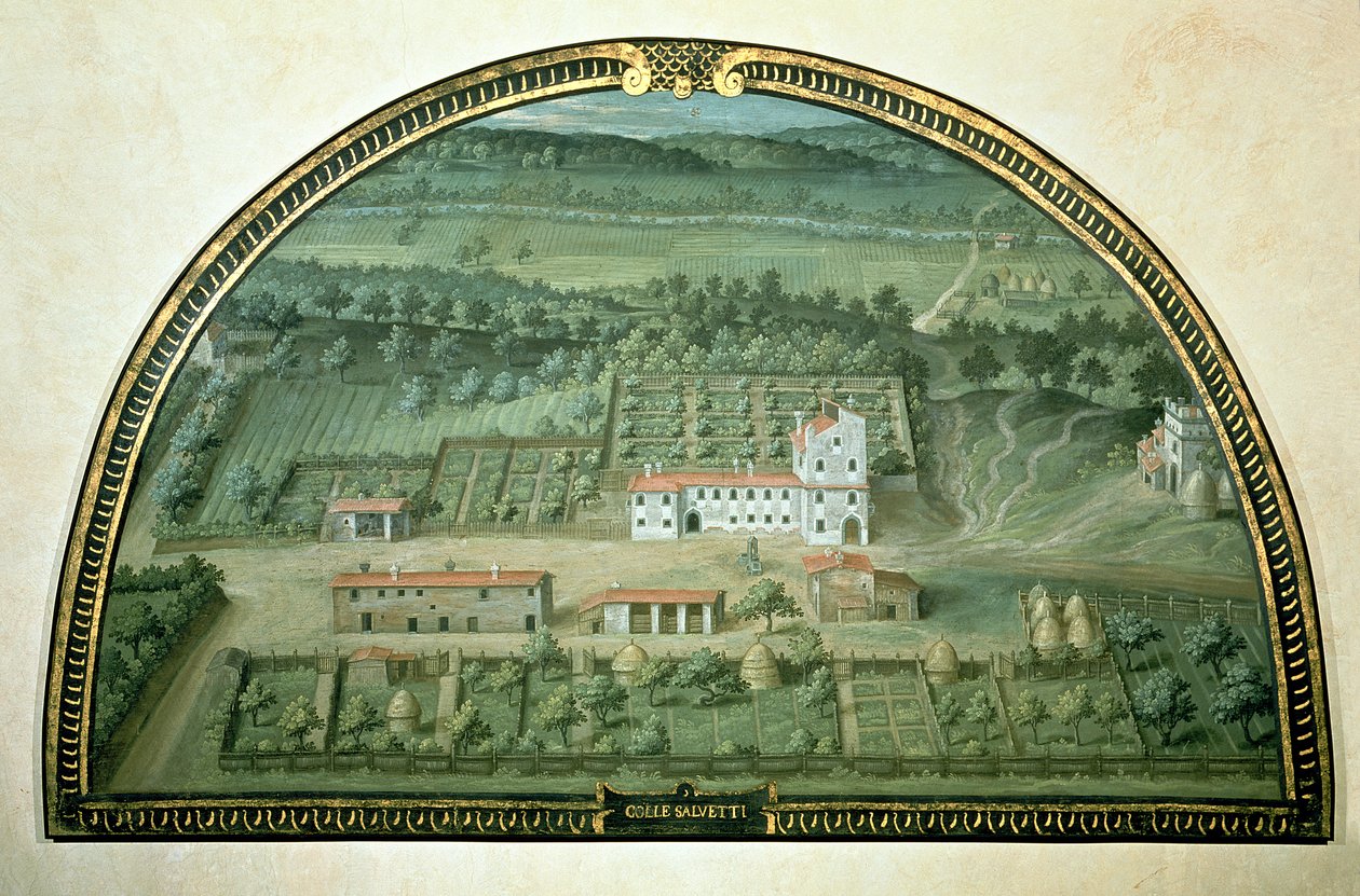 Colle Salvetti, fra en række lunetter, der viser udsigten over Medici-villaerne, 1599 (tempera på panel) af Giusto Utens