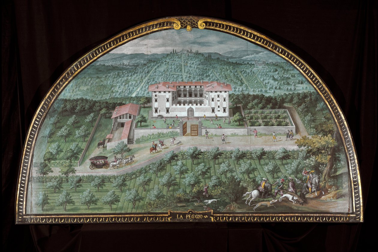 Udsigt over Villa La Peggio nær Firenze, Italien (Tempera af Giusto Utens