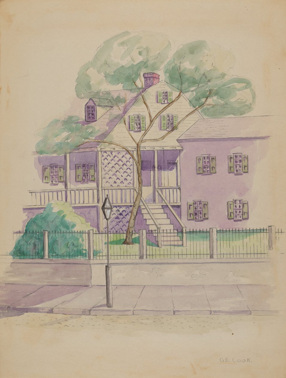 Gammelt hollandsk bondehus, ca. 1936. af Gladys Cook
