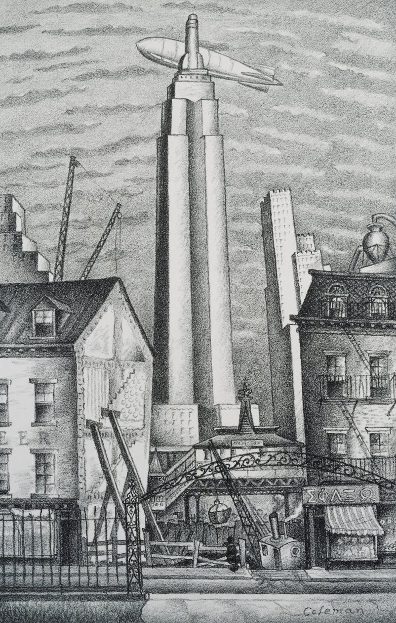 Dirigible over New York af Glenn O Coleman