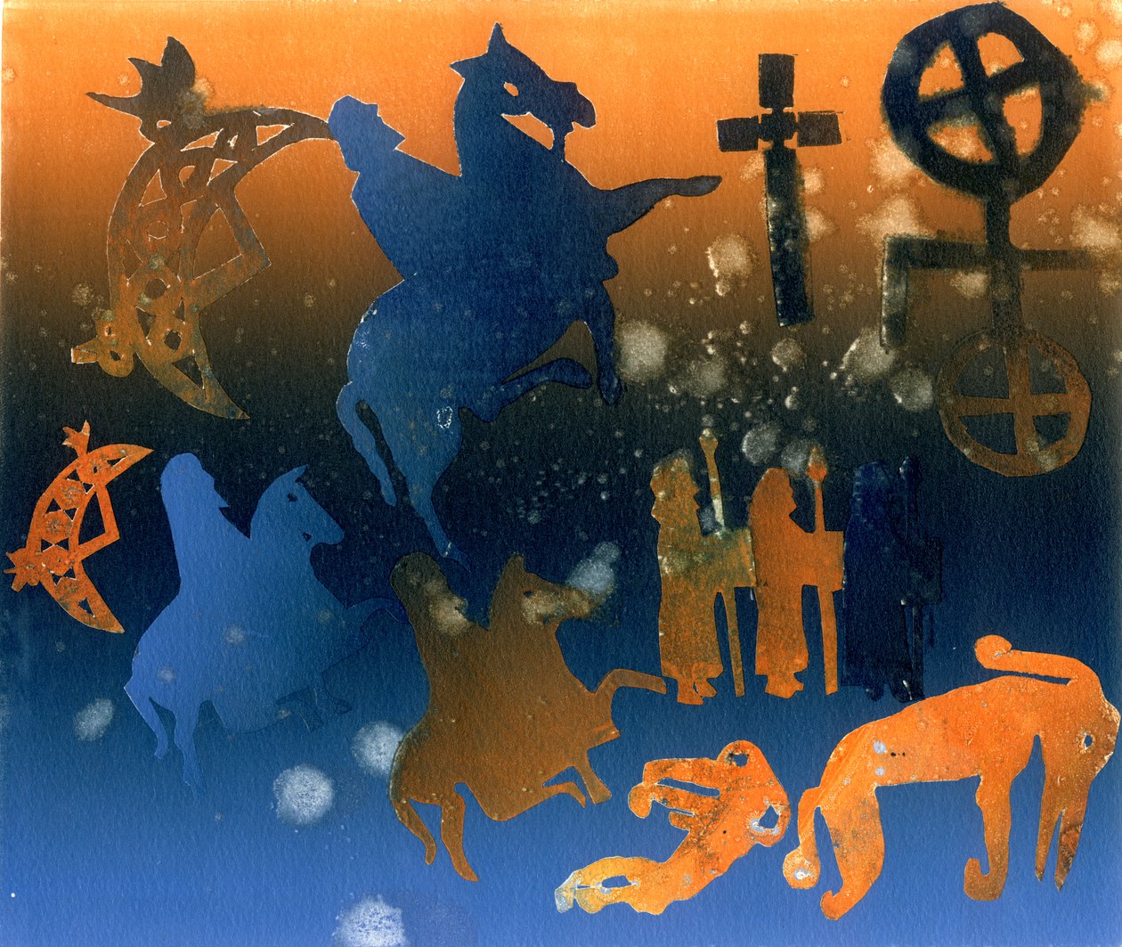 Piktisk ceremoni (monotype) af Gloria Wallington