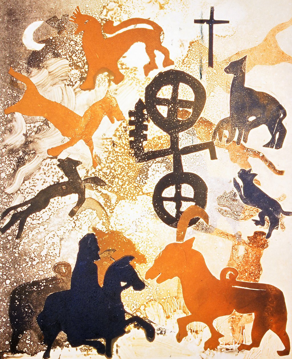 Moonlight, 2000 (monoprint) af Gloria Wallington