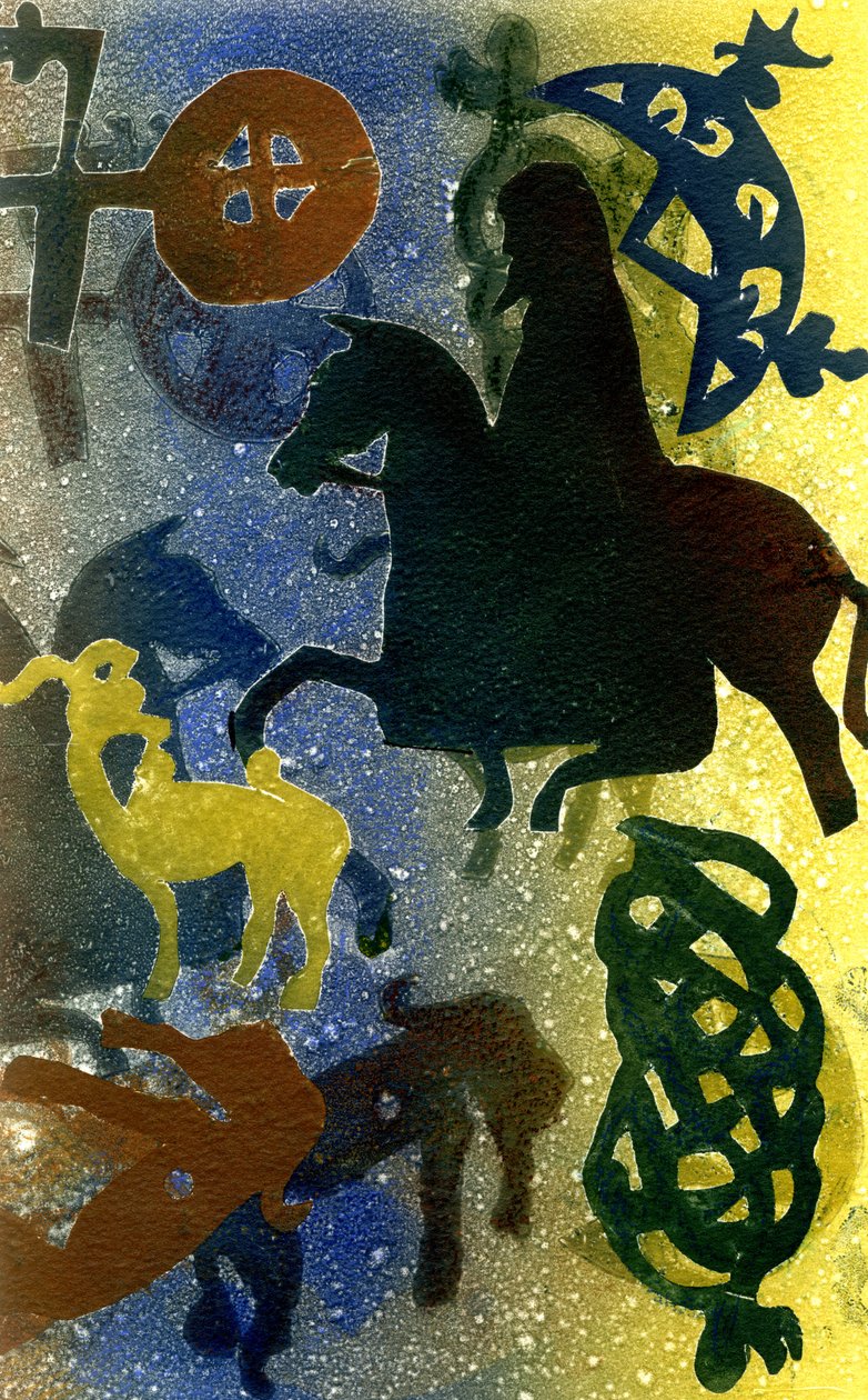 Pictish Horsemen (monotype) af Gloria Wallington