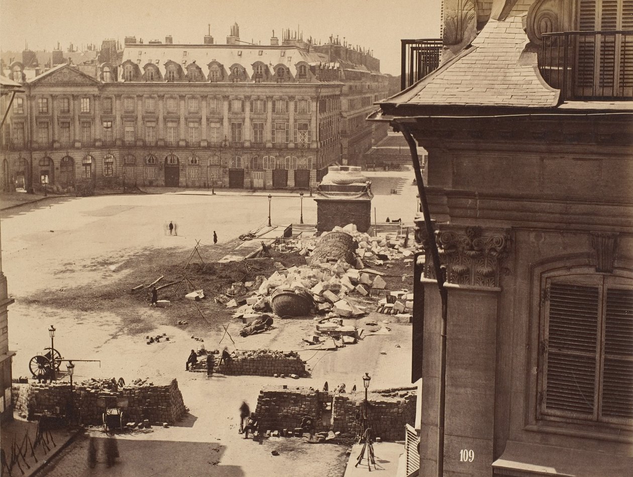 Place Vendome i Paris efter ødelæggelsen af søjlen af Gobinet de Villecholle Francois Marie Louis Alexandre) Franck (Franck
