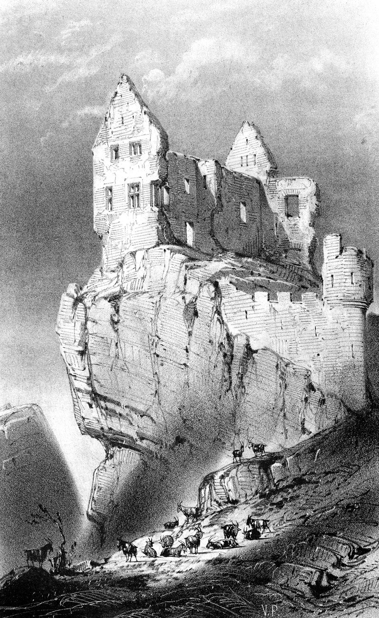 Chateau de Crussol, Saint-Peray, Frankrig, 1800-tallet. af Godard Q. des Augustins