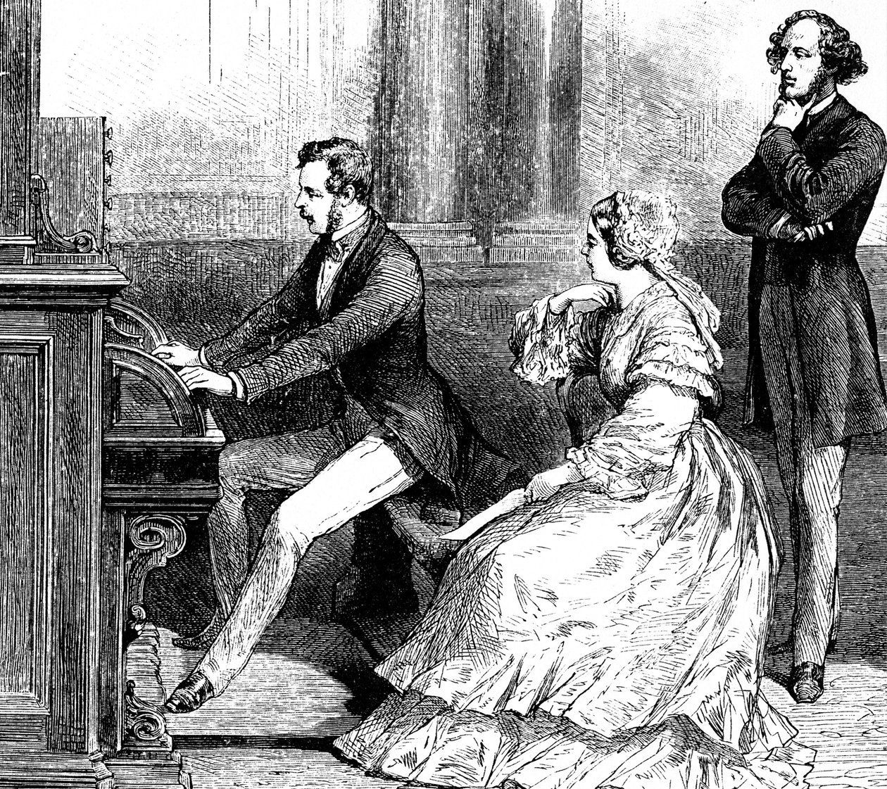 Dronning Victoria ser Prins Albert spille orgel til Felix Mendelssohn af Godefroy Durand