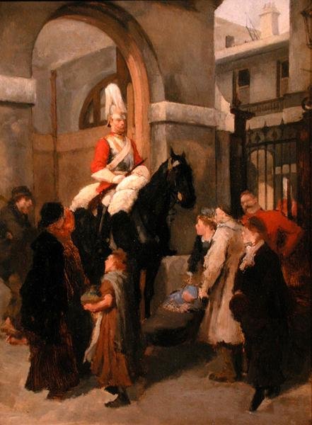Whitehall (olie på panel) af Godefroy Durand