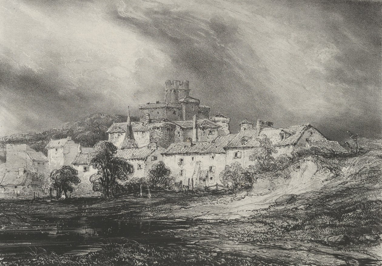 Slottet i Pont-Gibaud, 1830. af Godefroy Engelmann