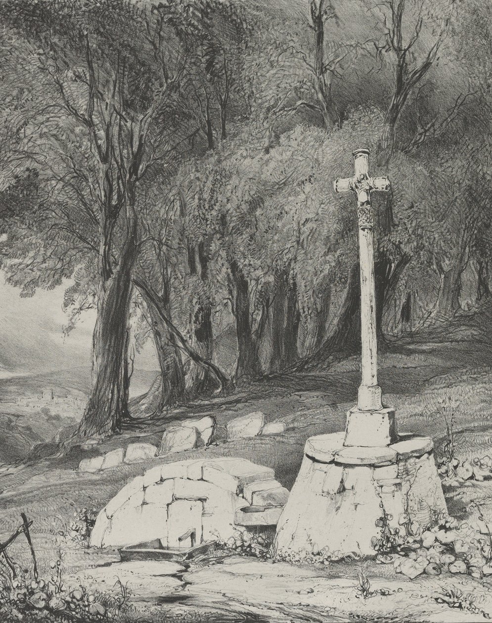 Kryds på vejen fra Clermont til Royal, 1831. af Godefroy Engelmann