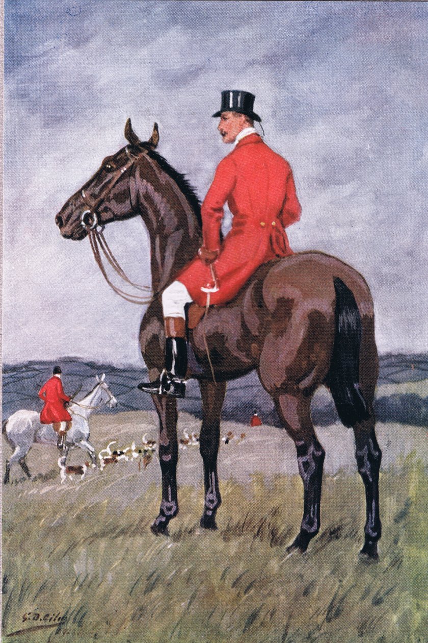 Ved oversvømmelse og mark: Og en der red på en mørkebrun hest, fra Poems of Adam Lindsay Gordon udgivet af T. N. Foulis, 1912 af Godfrey Douglas Giles