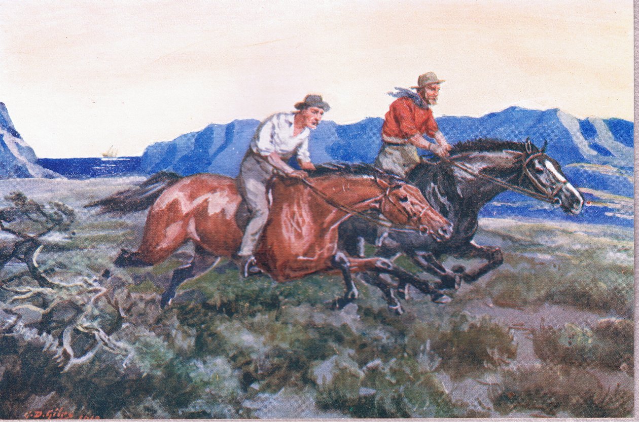 Fra vraget, fra Poems of Adam Lindsay Gordon udgivet af T. N. Foulis, 1912 af Godfrey Douglas Giles