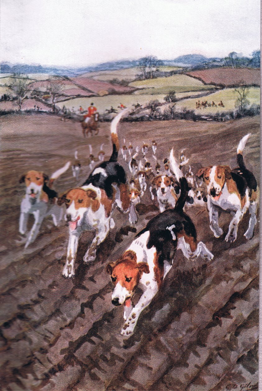I Utrumque Paratus: I en raslende god galop med jagthunde og heste, fra Poems of Adam Lindsay Gordon udgivet af T. N. Foulis, 1912 af Godfrey Douglas Giles