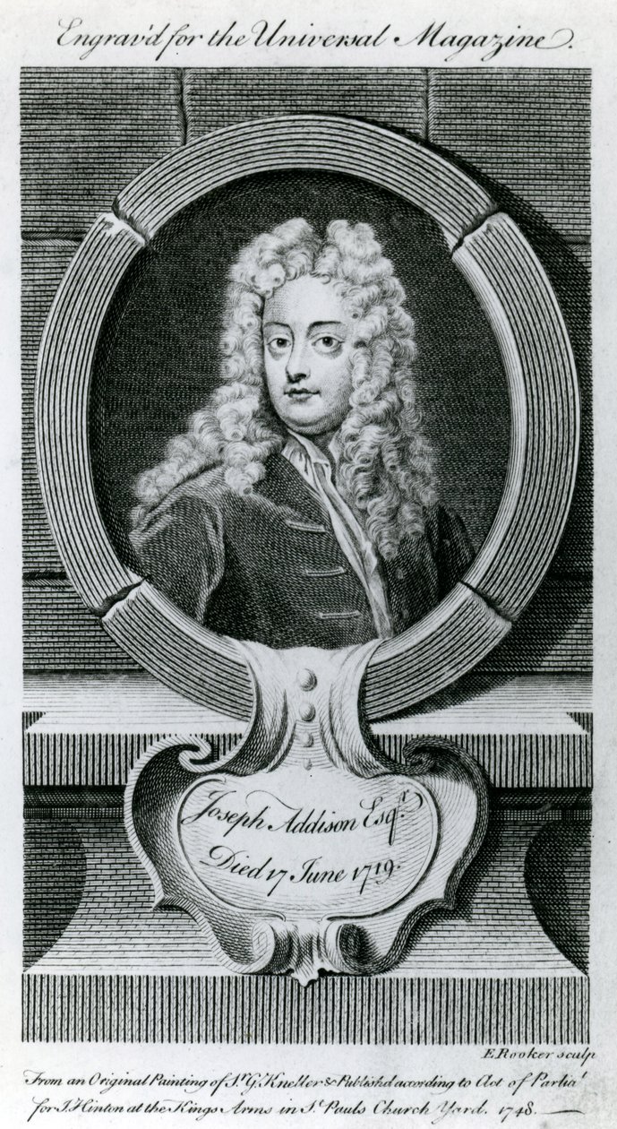 Joseph Addison, Esquire (1672-1719) Illustration til Universal Magazine, 1748 af Godfrey Kneller